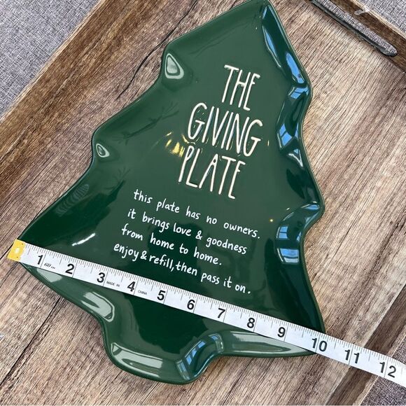 Rae Dunn Giving Plate Christmas Tree Green Hostess Gift 10x13 - Picture 7 of 9